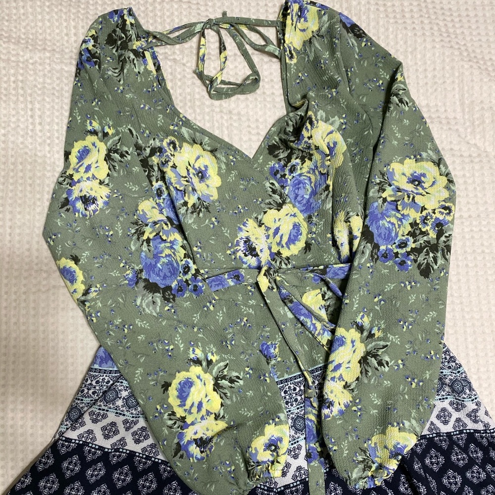 Green Floral Romper